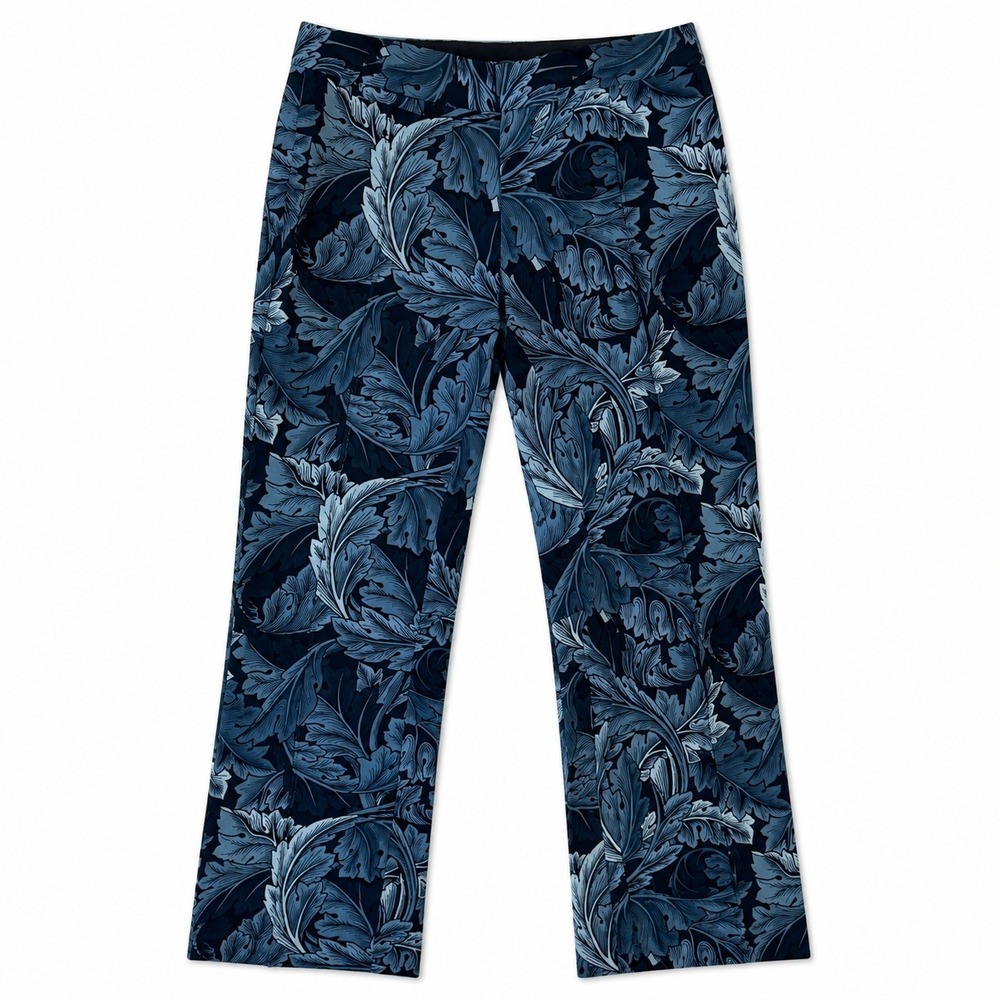 Marc‎ by Marc Jacobs Blue Botanical Leaf Print Tailored Pants sz 4 Maximalist